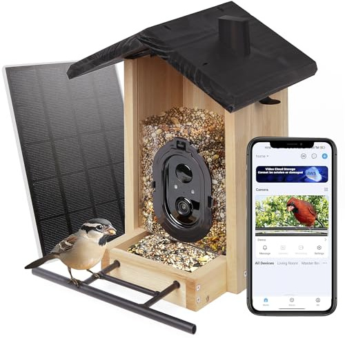 Origem Vogelhaus mit Kamera, 3L Vogelfutterhaus mit Automatischer Erkennung und Sofortigen Benachrichtigungen, 3W Solarpanel und Cloud Speicher