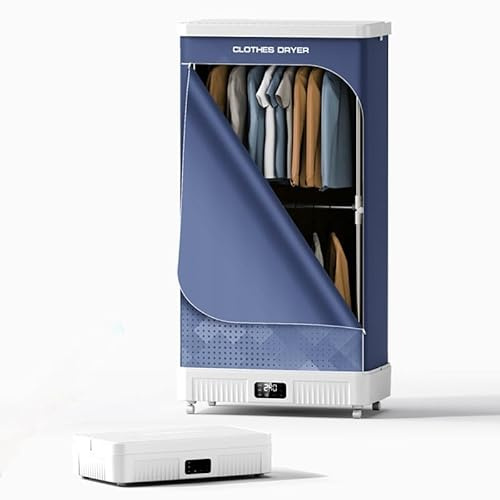 Electric Clothes Dryer with Wheels and 2 Layer Racks, 1300W Foldable and Installation-free Laundry Drying Wardrobe with 500L Capacity, 4H Timer and Remote Control for Home Appartments, UK Plug