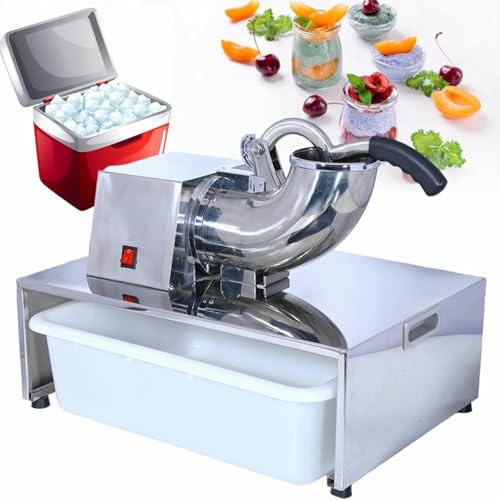 VYUJHNBG Commercial Electric Ice Crusher Machine, Large Capacity Stainless Steel Snow Cone Maker, Adjustable Fineness for Home, Shop, Restaurant and Bar