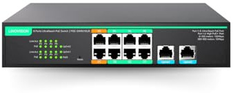 LINOVISION Switch PoE UltraReach 8 Porte, Portata Massima 800m (2600ft), 2 Porte High PoE+, Gestione Cloud Remota, Alimentatore Integrato da 110W per Telecamere IP, PTZ, Access Point, Dispositivi VoIP
