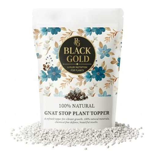 Black Gold Gnat Stop Plant Pot Topper – Natural Solution to Stop Fungus Gnats & Larvae – Protects Houseplants & Indoor Plants (1 Litre - Resealable Bag (1-2 Plants))