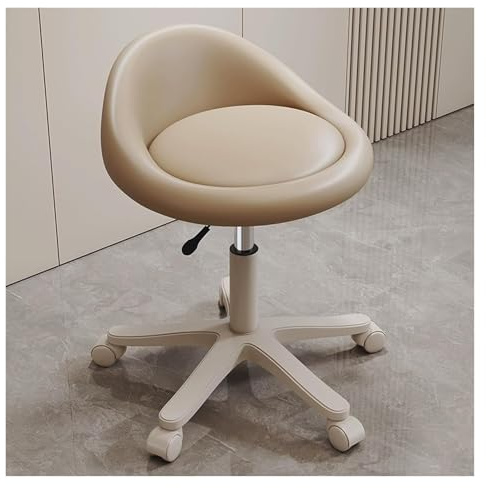 FXLUHAY Sattelhocker, höhenverstellbarer Salon mit Rückenlehne, Rollstuhl for Friseure, Büro, Bequeme Thekenaufgaben, Schönheit(D)