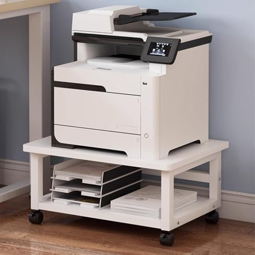 NKSTRWR Supporto Per Stampante Sotto La Scrivania, Scaffale Mobile In Metallo Per Scanner, Stampante 3D,Distruggidocumenti Con Ruote, Carrello Per Stampante(White,23.6 x 15.7 x 10.3 in)
