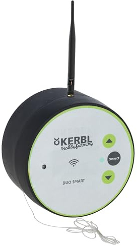 Kerbl Hobbyfarming Steuerung Duo Smart, Hühnerklappe, grau/grün, Tageslicht- und Zeitsteuerung, Bedienung über App