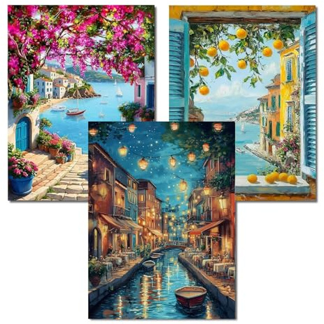 Yaostarart Landschaft Diamond Painting Erwachsene 3er Set,5D Diamond Painting,Landschaft Diamant Painting Mosaik Bastelset Erwachsene für Wohnkultur und Geschenke 30x40cm