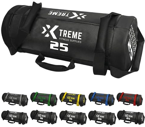Xtreme Fitness Premium Power Bag 5-25 kg, Robuster PVC Gewichtssack | Vielseitiger Sandbag mit Griffen für funktionelles Training, CrossFit, Hyrox Workouts, Kraft & Ausdauer