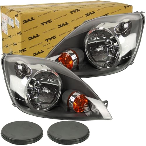 2x TYC Hauptscheinwerfer Schwarz H4 | 20-0848-05-2 + 20-0847-05-2 Kompatibel mit Fiesta V (jh_, Jd_),fiesta V Van