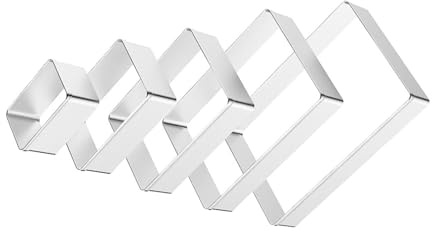 Roleader Tagliabiscotti Rettangolari in Acciaio Inox Set di 5 Pezzi per Dolci da Forno e Decorazioni 4.53X2.95X0.98 Pollici per Eventi e Feste
