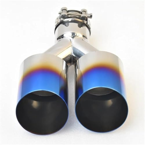 Generico Terminali Scarico Silenziatore Scarico Posteriore Doppio Cilindro Importazione Universale Automobili Acciaio Inossidabile 304 Lega Titanio Esportazione(70MM in- 89MM out)
