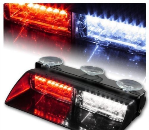 Anzene Lot de 16 LED haute intensité pour application de l'ordre - Lumières stroboscopiques d'avertissement d'urgence - Avec ventouses (rouge/blanc)