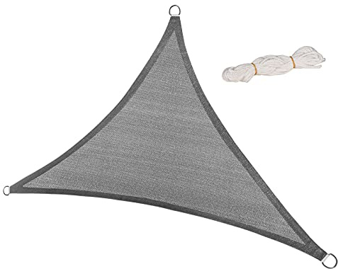 Laneetal Sonnensegel Wasserdicht Dreieck Quadratisch 95% UV Schutz Segeltuch 180 g/m² Polyester Sonnenschutz Schattenspender für Balkon Terrasse Garten, mit Befestigungsseilen,5x5x7m Grau