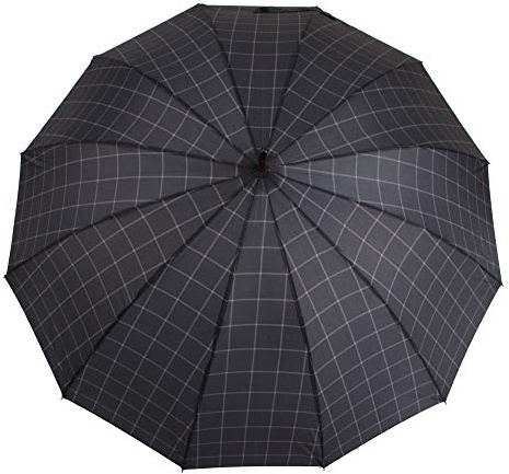 Susino 1224M hochwertiger Stockschirm 12-teilig mit Automatik - sturmsicher in Men's Design (117 Durchmesser (Blau Karo)