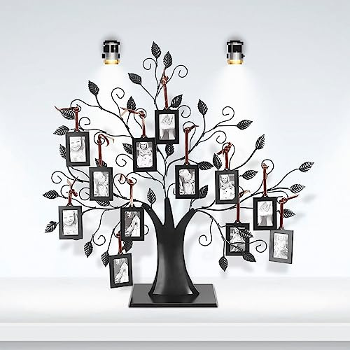 Lazmin112 Albero genealogico Creativo Cornici per Foto, Decorazione Domestica alla Moda Foto Albero per la visualizzazione delle Immagini(con 12 cornici fotografiche)