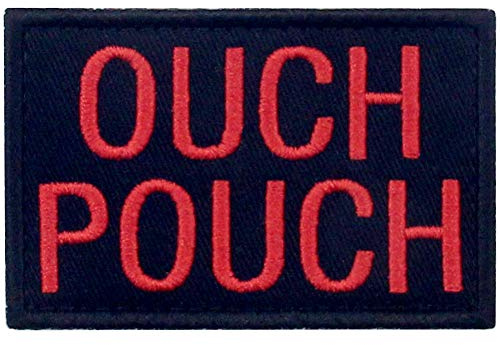 EmbTao Ouch ficka broderad lapp taktisk morale applikation fästkrok och ögla emblem, röd och svart