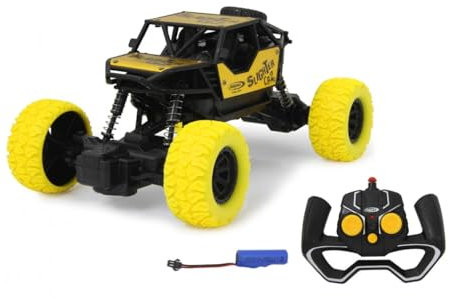 JAMARA 405216 - Slighter CR2 RC Crawler Diecast 2.4 GHz - Spring-Loaded Chassis, Rubber Tyres, Adjustable Track, Decoupled Axles, Extreme Interlocking Capability, Yellow