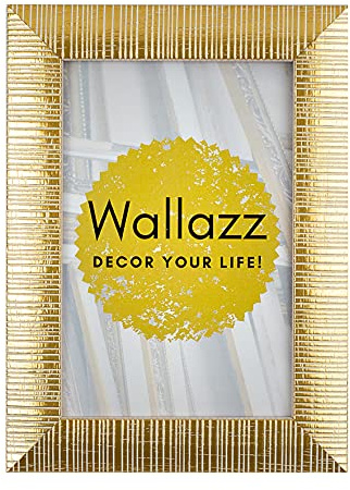 Wallazz Cornice Portafoto in Legno Pregiato - Made in Italy - Vetro Sintetico Infrangibile Crilex - Disponibile in Diverse Varianti - Design Italiano e Qualità Artigianale, 20x25cm Oro