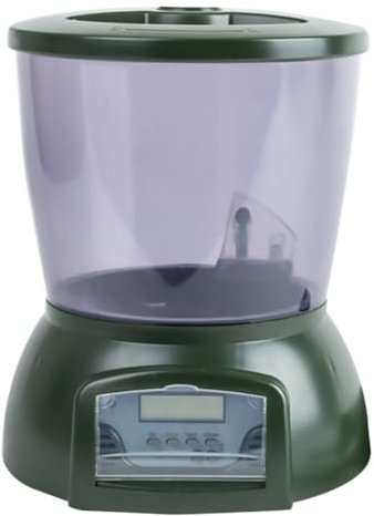 POPETPOP Automatic Fish Feeder LCD Display Timer Dispenser for Aquarium Fish Tank Home (Green)
