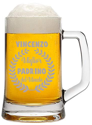 fashwork Boccale birra 50 cl con incisione Padrino personalizzabile con nome Miglior padrino del mondo