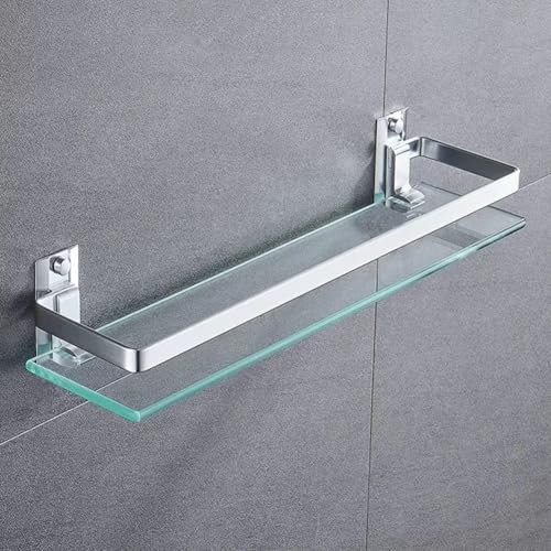 Melairy Glas Duschablage Glasregal Duschregal Glasregal Glasablage für Badezimmer Wandregal Badregal Dusche Ablage Bad Gebürstet 35cm