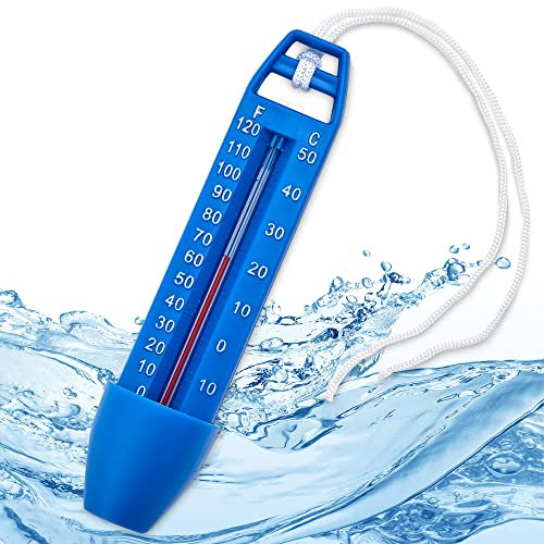 Hecht bruchsicheres Wasserthermometer für Pool, Badewanne, Schwimmbad und Teich – schwimmendes Thermometer mit praktischer Schnur für Innen und Außen - Thermometer Pool