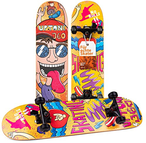 UpTone360 Skateboard für Kinder ab 6 Jahre – Sicher & Vielseitig auf Allen Untergründen, bis 150 kg belastbar – Für langanhaltenden Fahrspaß und Tricks – Perfekt für 6-14 Jahre