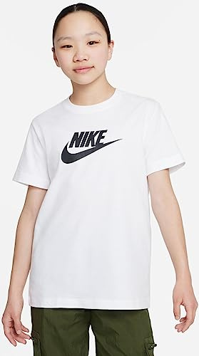 Nike G NSW tee Futura SS Boy T-Shirt, Black/White, 164 Girl'S