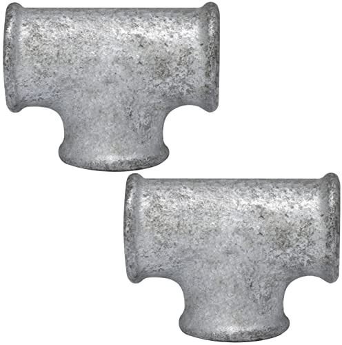 AERZETIX - Juego de 2 - Racor en T Igual para Atornillar 1/2'' a 90° Hembra-Hembra-Hembra en Hierro Fundido Galvanizado - Conector de Tubo Roscado - Fontanería Instalación de Agua