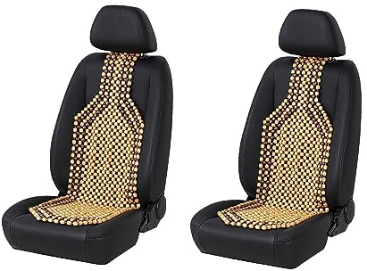 Générique 2 pcs Couvre-siège Auto en Billes de Bois Housses de Siège Confort Massage Coussin Boules Beige Coussin d'assise à Perles en Bois Nature pour Voiture Universel