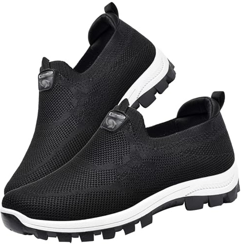 Aocase Chaussure Diabetique Homme Chaussure de Marche Homme sans Lacets Baskets de randonnée en Plein air Chaussures de randonnée à Enfiler pour Homme,Noir,43/265mm