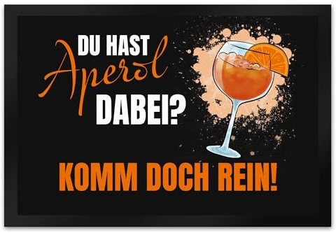 speecheese Cocktail Fußmatte XL in 40x60 cm mit Spruch Du hast Aperol dabei? Komm doch rein EIN bunter Türvorleger für den Hausflur Motiv ausgefallene Fußmatte XL in 40x60 cm n Frauen