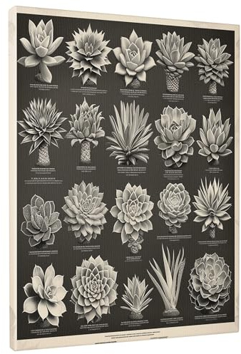 Póster rectangular botánico para pared, vintage, diseño de plantas, flores, suculentas, lienzo blanco y negro, extraíble, impermeable, decoración para cocina, comedor, oficina, biblioteca, vertical