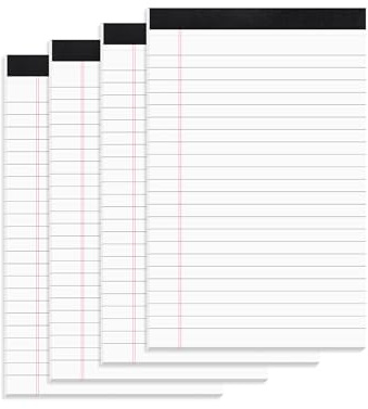 DIYASY 4 Pack A5 Legal Pads, 50 Sheets Ruled Refill Pads, 60gsm Lined Writing Notepads for School Office and Home(5 x 8)