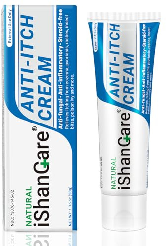 iShanCare® Anti-Juckreiz-Creme, maximale Stärke, sofortige Linderung von Juckreiz bei Hautausschlag, Ekzemen, Insekten-/Mückenstichen, Psoriasis, Poison Ivy, Dermatitis,beruhigende Feuchtigkeitscreme