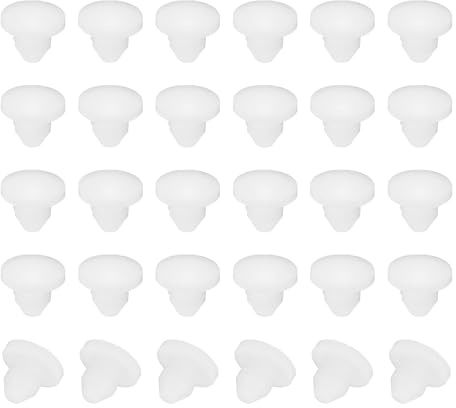 PATIKIL 4mm Diameter Silicone Round Snap, 30 Pcs in Type Locking Furniture Hole Plug Button Protective Cover Cap Head Fit for 2.5-4mm Hole for Seal Bulkhead Cylinder Hole, White