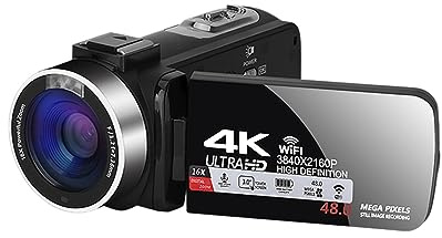 nmbhus Videocamere Vlogging UHD 4K WiFi Live Streaming Webcam Videocamera Digitale Esterna Registratore Blogger Portatile(No SD Card,1)