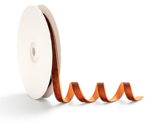 AOKSUNOVA Samtband Braun 1cm x 9m Geschenkband Samt Schleifenband Samt Band Samtbänder Geschenkbänder | Samtband als Geschenkband und Schleifenband, Weiches Dekoband für Hochzeit,Weihnachten,Geburtstag und Festliche Verpackung