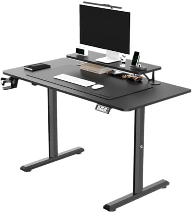 ULTRADESK - Schreibtisch für Spieler - Highlander - Gaming Tisch Stahlkonstruktion - Platz für Zwei Monitore - Futuristische Formen - Beinfreiheit und Mehr - Inklusive Zubehör - 120x60cm - Schwarz