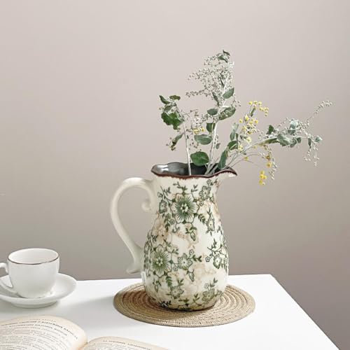 XIUWOUG Vase de Chinoiserie Vintage Vase à Fleurs en céramique Pichet en céramique Vases à Fleurs en Porcelaine fissurée de Glace pour la décoration intérieure,C1
