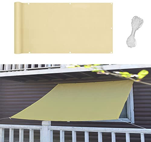 Extra Large 6.5x10M Sun Shade Sail with UV Block Technology Ideal Canopy for Outdoor Patio Garden and Lawn in Cream Color