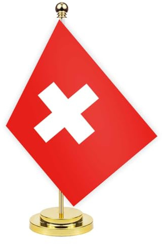 Schweiz Schreibtisch Flagge, 30cm großes kleines Schweizerinnen und SchweizerSchweizerinnen und Schweizer Banner im Freien, winziges Drucken Dekor für Büro Home Tisch desk Switzerland