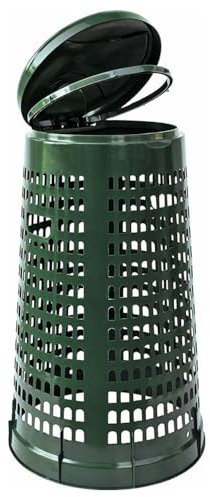 PALUPLUS Trespolo Portasacco in Polietilene, Capacità 110 Litri e Misura 51x85 cm, Bidone con Coperchio e Reggi Sacco, Secchio per Riufiuti Differenziati -110F (Verde)