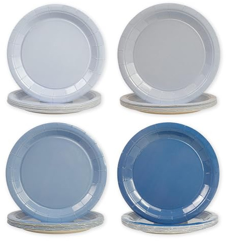 EVYIENEN 48 Stück Blaue Pappteller,Kindergeburtstag Partyteller,Einwegteller Kuchen Dessertteller Sets für Graduierung Babyparty, Hochzeit,Buffet,Feiertagen(18cm)