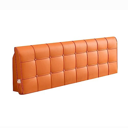 Großes gepolstertes Kunstleder-Wandkissen, übergroße Rückenlehne, Kopfteil für Tagesbett, Schlafzimmer, Erkerfenster, Orange, 88,9 cm, Einzelbett