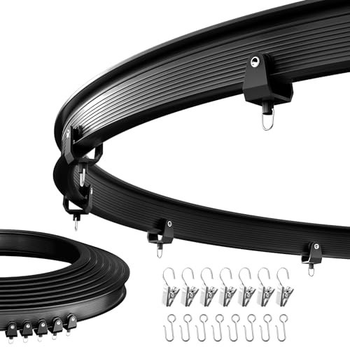 Sovtfides Flexible Bendable Ceiling Curtain Track, Mount for Curtain Rail with Curtain Tracks System, Room Divider, Curtains Rod, RV Ceiling Track, 9.8 FT/ 3 M, Black