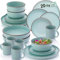 SÄNGER Bombay Breeze | Kombiservice 20 teilig, Steingut Geschirr 4 Personen, 4x Speiseteller 4x Dessertteller 4x Schalen 4x Pastateller 4x Kaffeebecher, Teller Set modern | VALUE COLLECTION