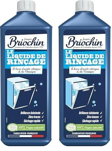 JACQUES BRIOCHIN - Liquide de Rinçage Superbrillance - A base d'Acide Citrique et Vinaigre - Billance, Zéro Trace, Séchage Rapide - 100% d'Origine Naturelle - Ecocert - Fabrication Française - 750ml