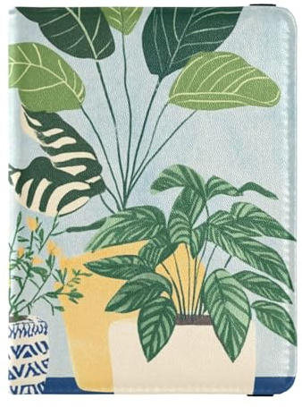 Houseplants Blue and White Pots Leather decorative passport holder for travel family Vaccine Case Protector Cover Wallet Passport Holder Waterproof, houseplants blue and white pots, One Size