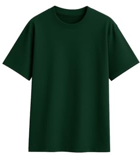 T-shirt oversize 185 g/m² 100 % coton peigné homme femme manches courtes, Vert forêt, XXL Grande