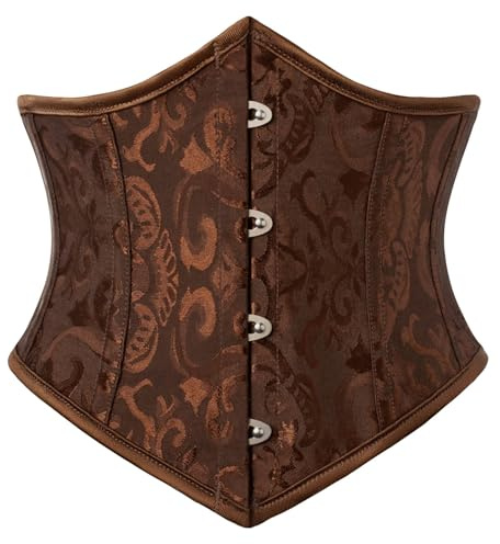 Scarlet Darkness Women Renaissance Pirate Corset Belt Jacquard Pattern Belts Brown Jacquard Size 8