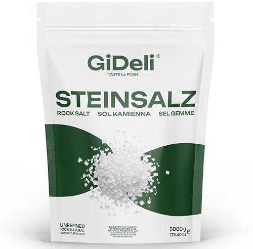 GiDeli Sel gemme grossier, sel de table granuleux naturel, sel cristallin, sel de jeu de qualité supérieure (5 kg)